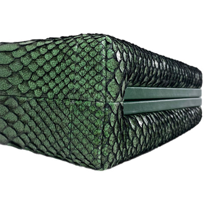Chanel Green Python Snakeskin CC Kiss Shoulder Bag