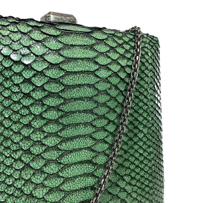 Chanel Green Python Snakeskin CC Kiss Shoulder Bag