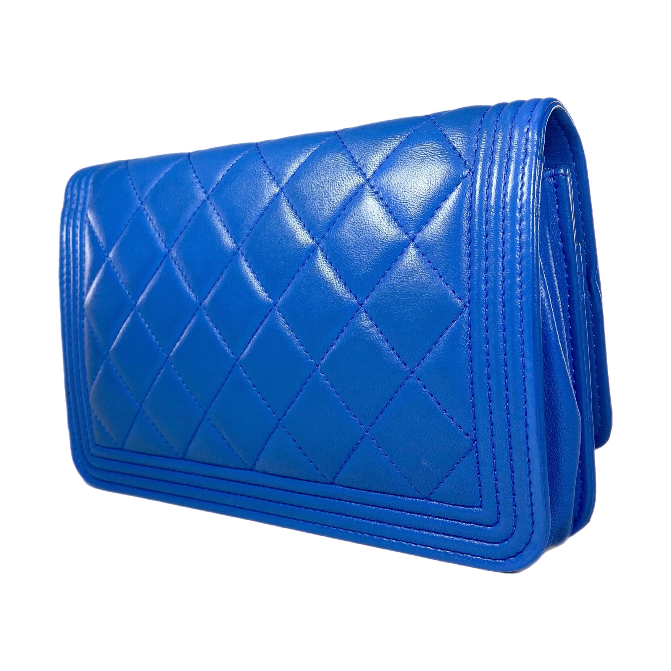 Chanel Royal Blue Lambskin Boy Wallet on Chain