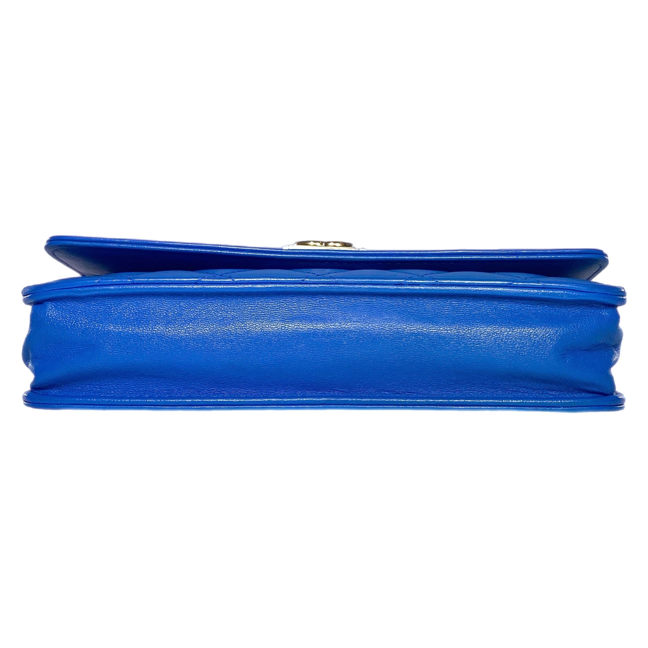 Chanel Royal Blue Lambskin Boy Wallet on Chain