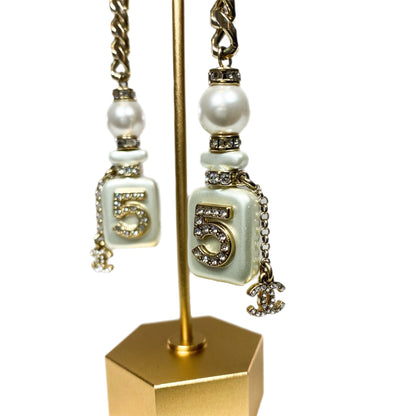 Chanel Pearl Perfume Bottle Earrings
