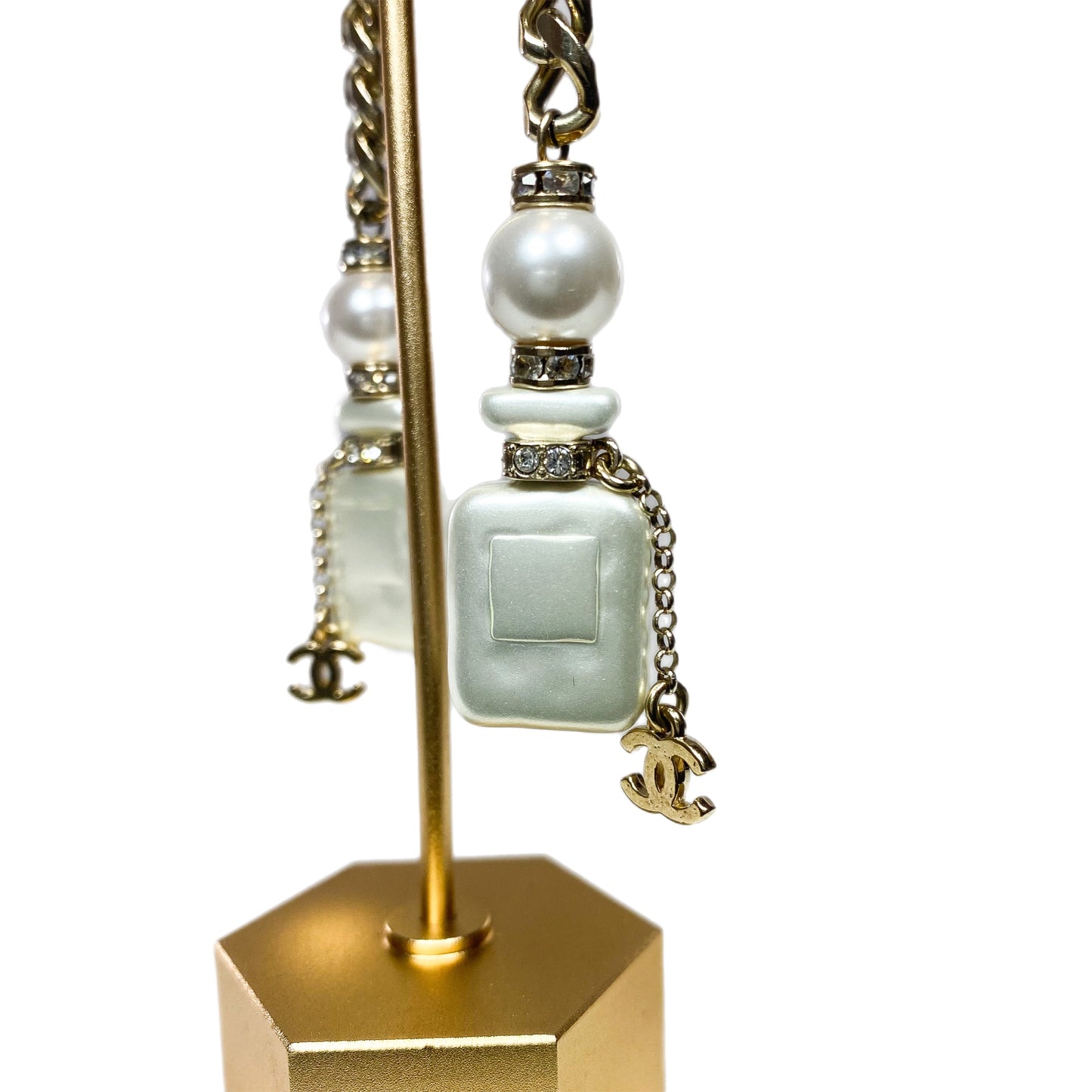 Chanel Pearl Perfume Bottle Earrings