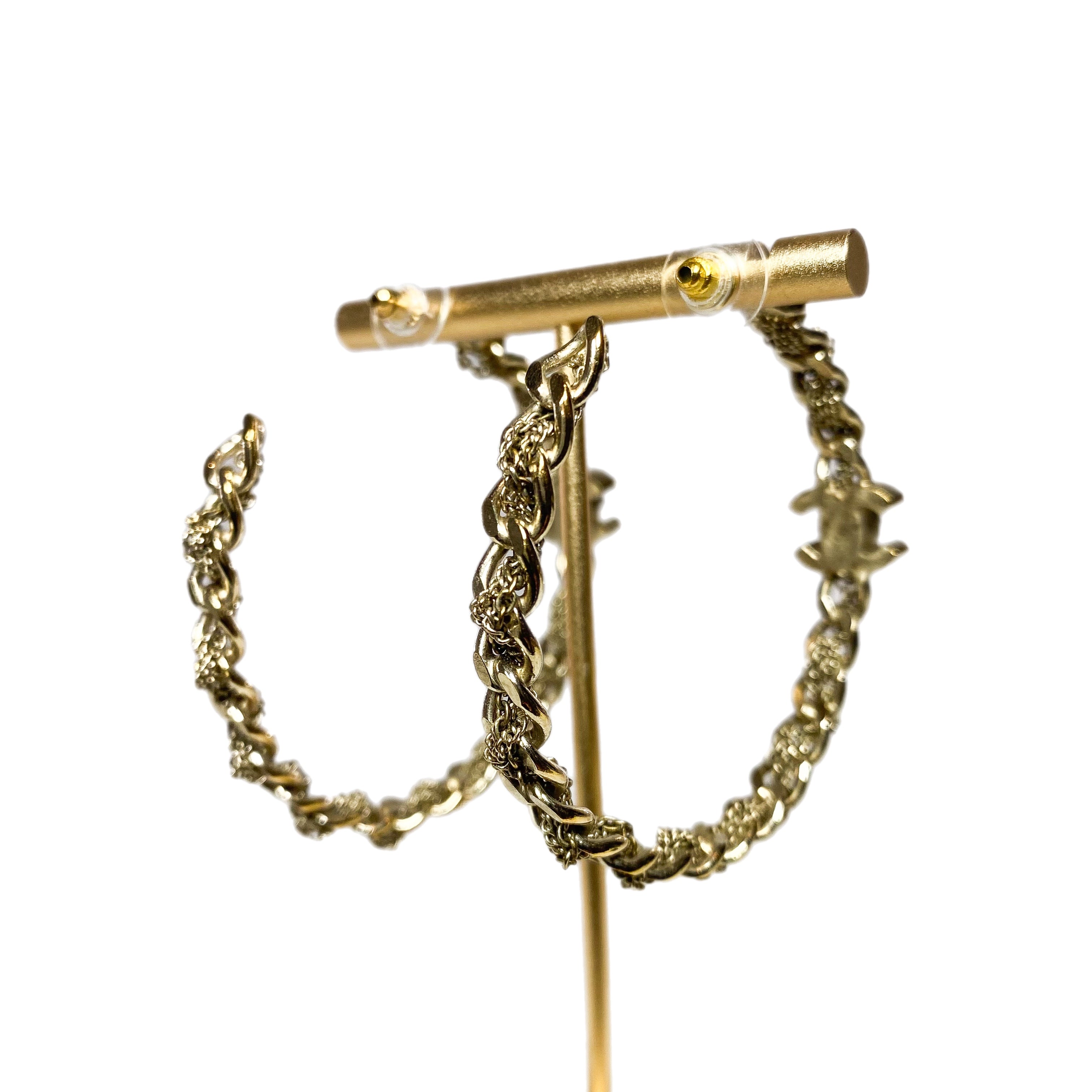 Chanel Gold Woven Hoop Earrings