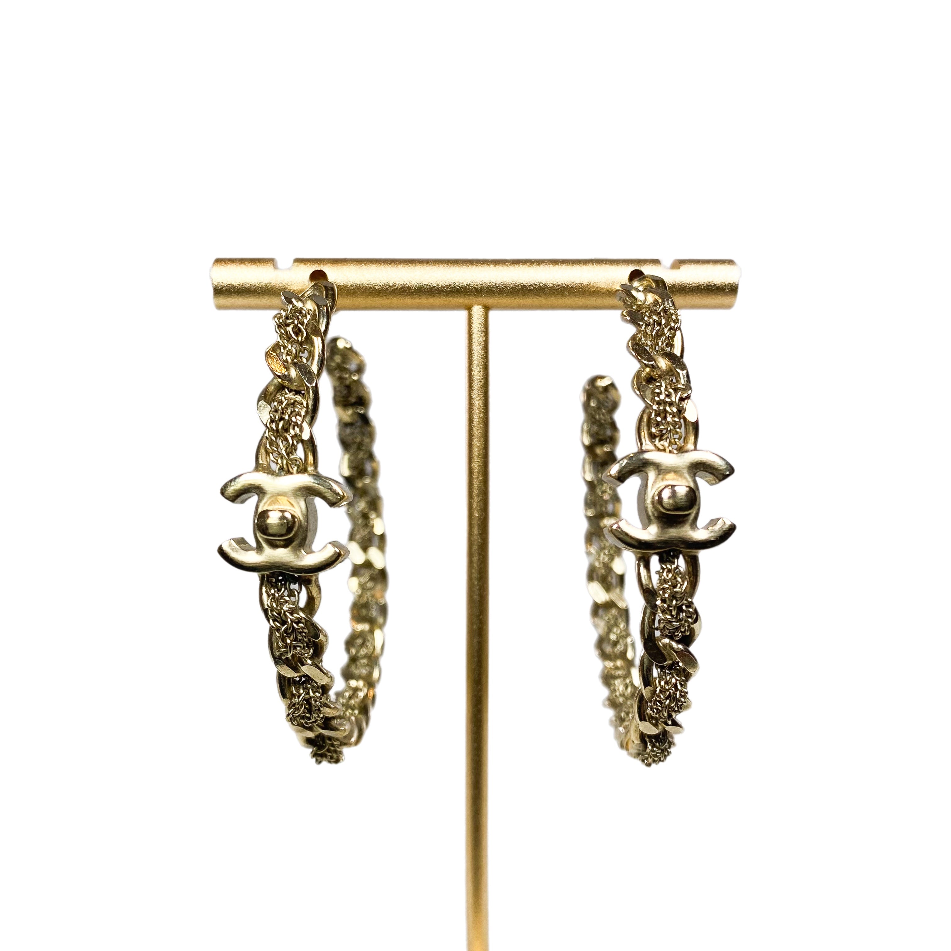 Chanel Gold Woven Hoop Earrings