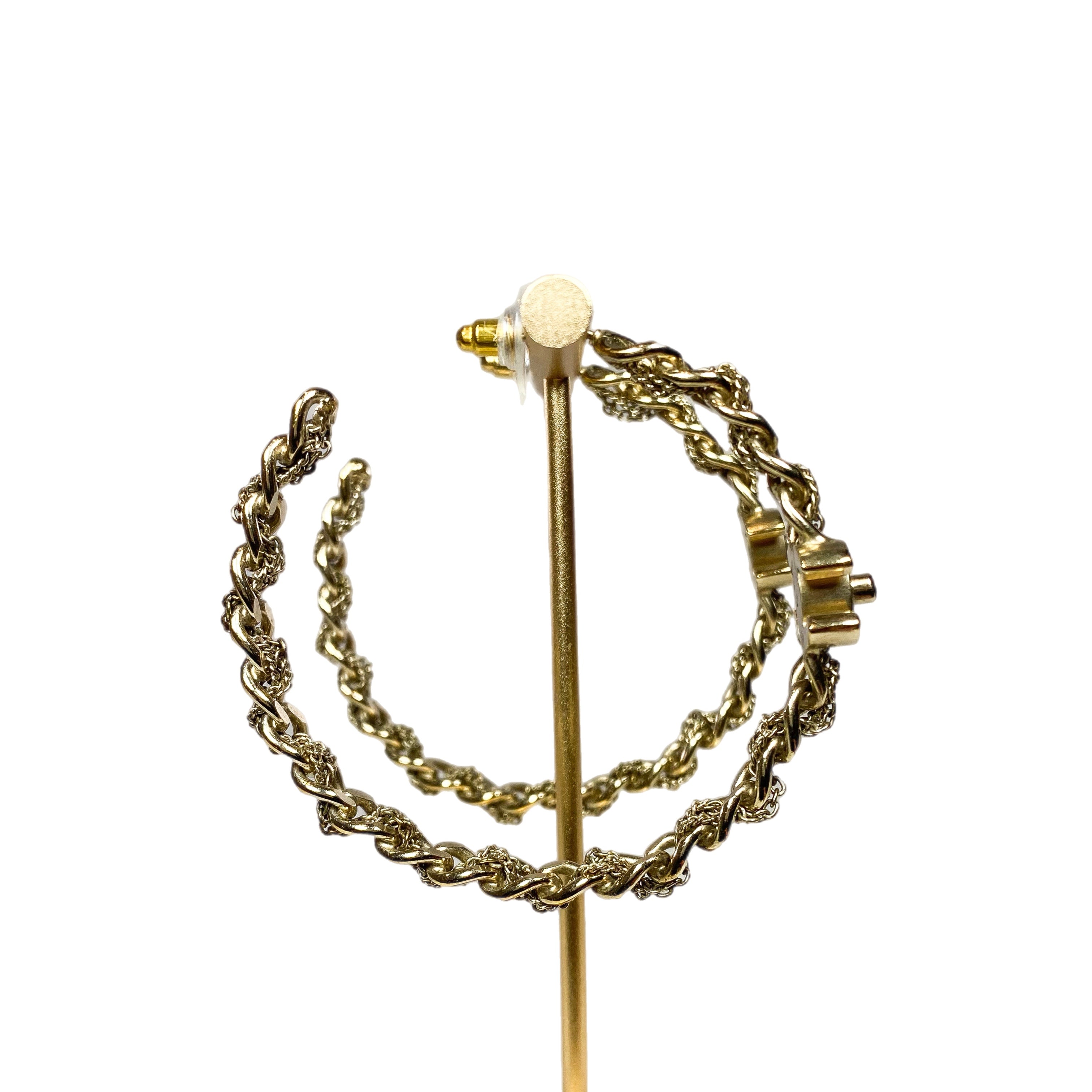 Chanel Gold Woven Hoop Earrings