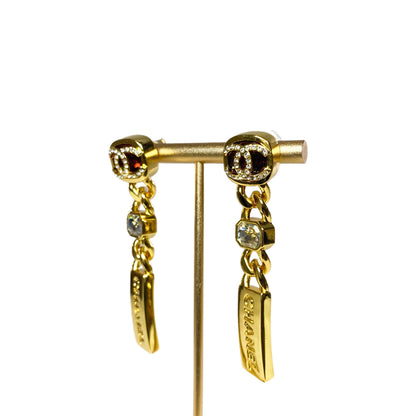 Chanel Gold Crystal Drop Earrings