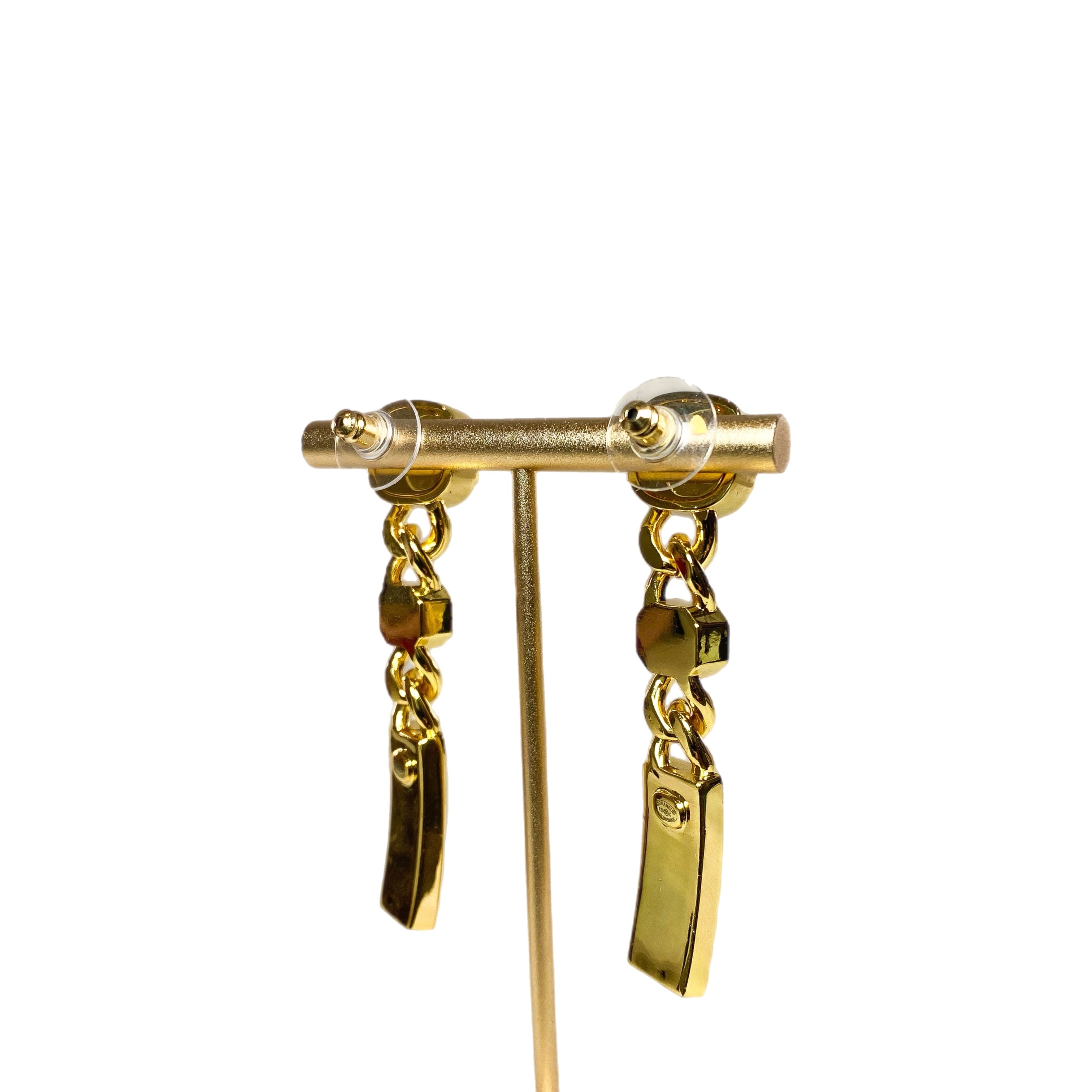 Chanel Gold Crystal Drop Earrings