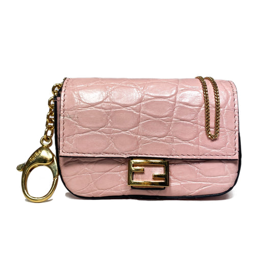 Fendi Pink Nano Baguette Charm with Chain