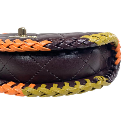 Chanel Dark Purple Braided Mini Messenger Flap Bag