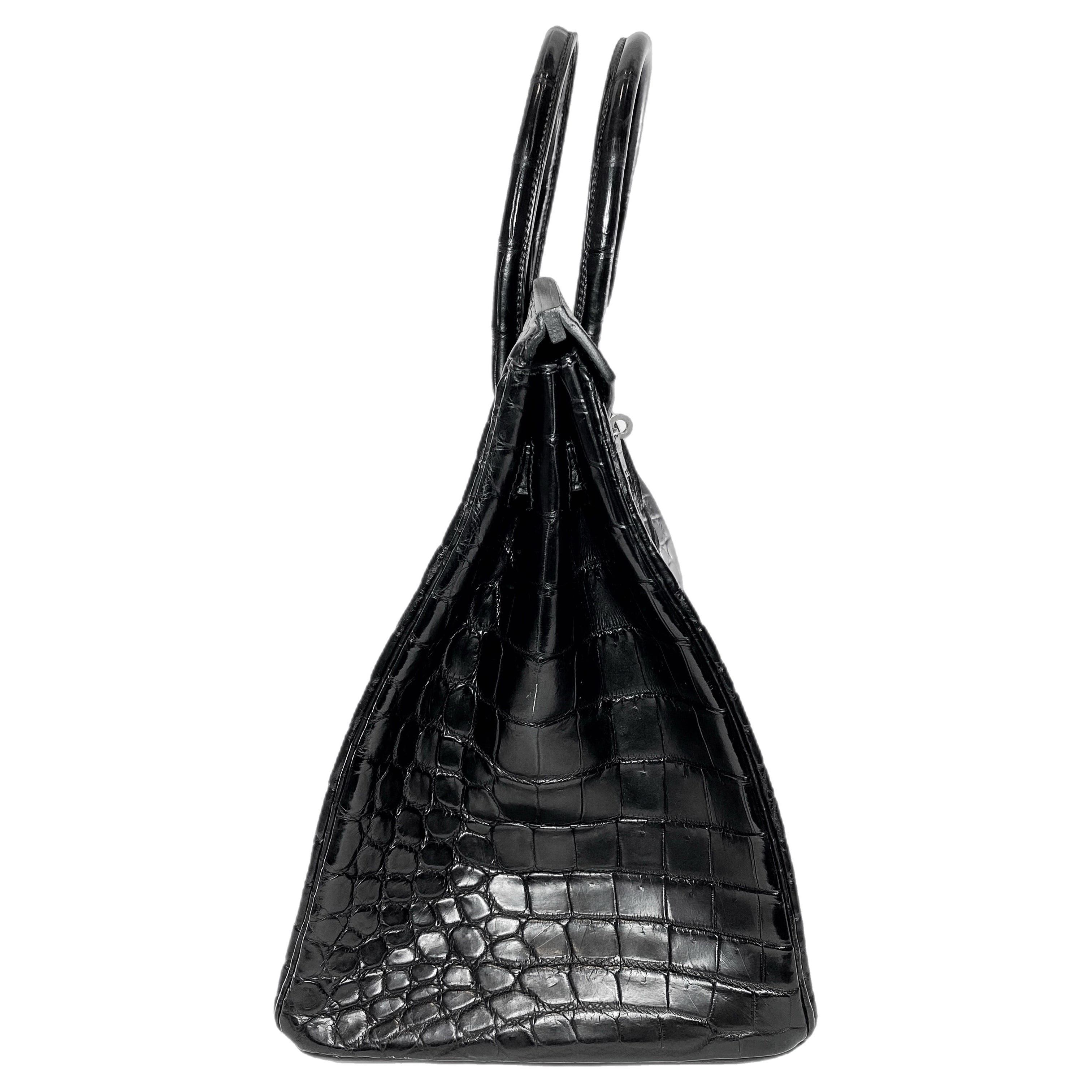 Hermes Birkin 35 Black Niloticus Crocodile Brushed Palladium Hardware