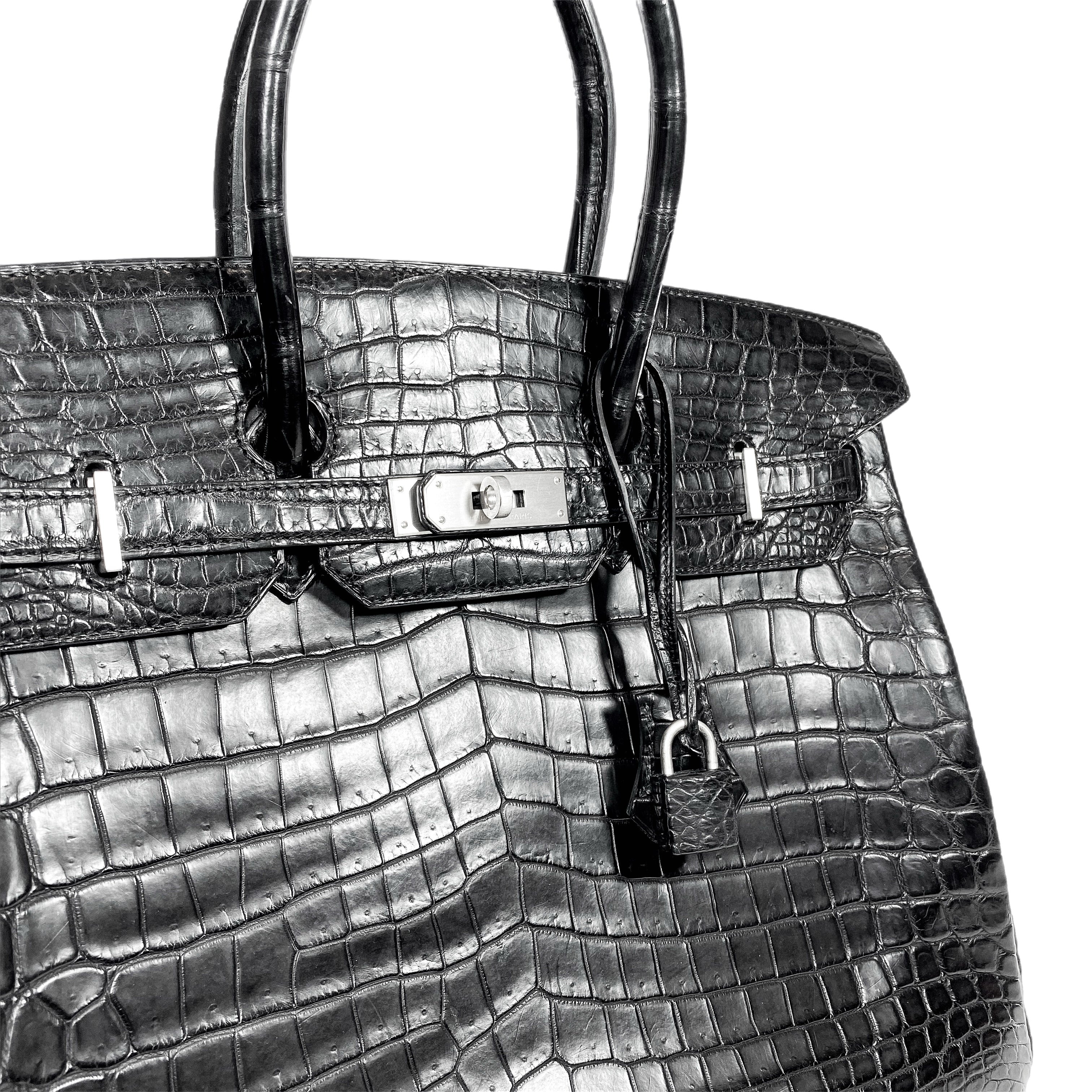 Hermes Birkin 35 Black Niloticus Crocodile Brushed Palladium Hardware