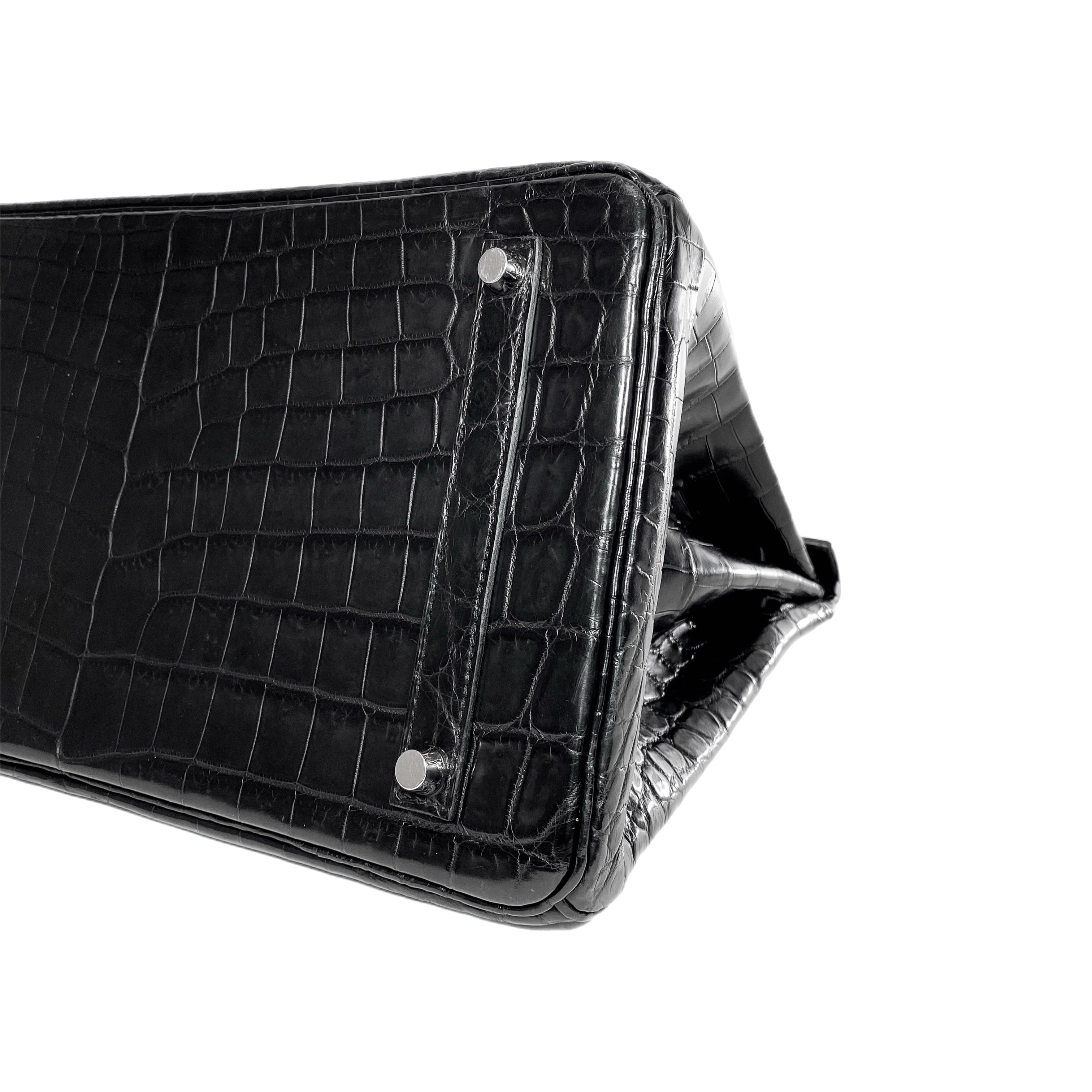 Hermes Birkin 35 Black Niloticus Crocodile Brushed Palladium Hardware