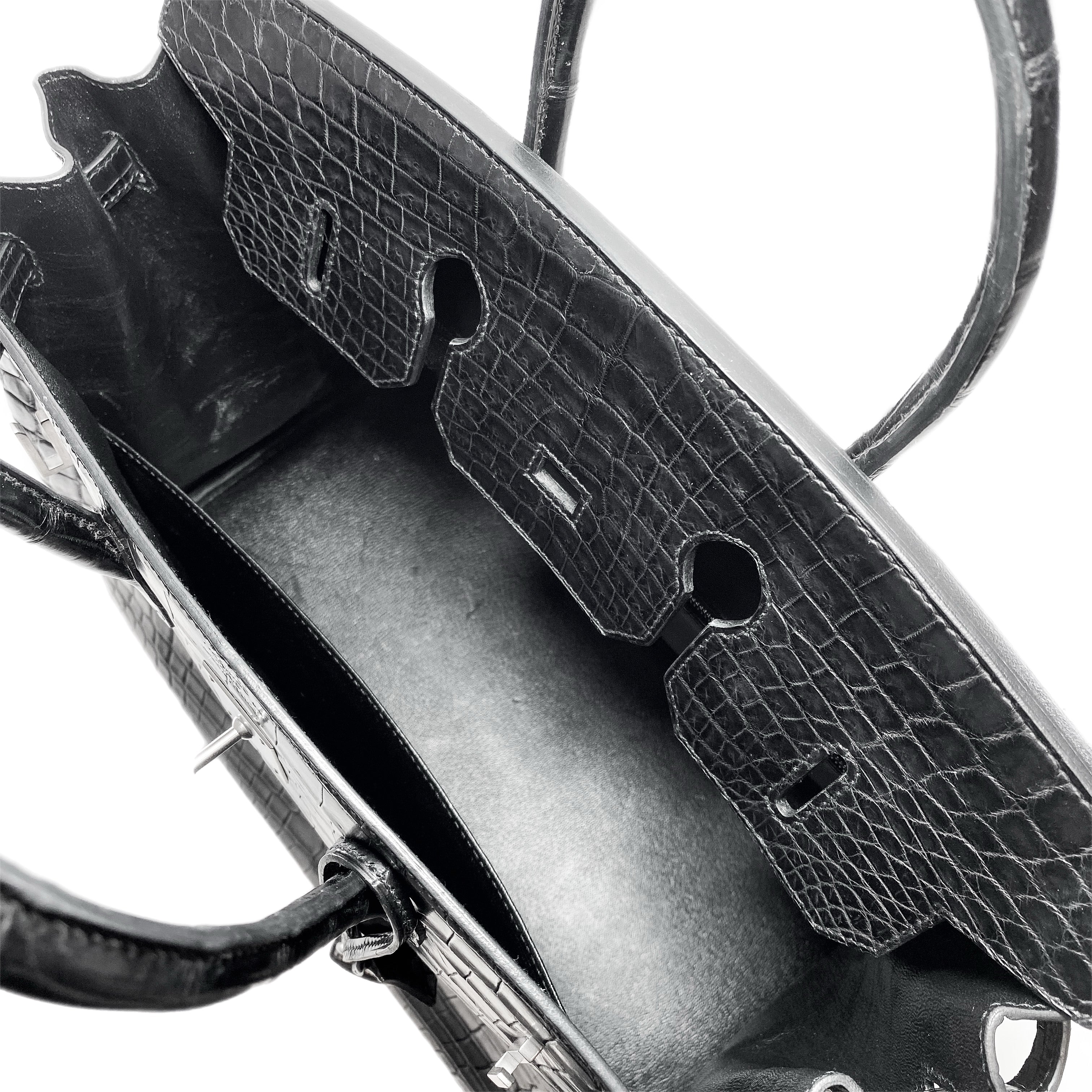 Hermes Birkin 35 Black Niloticus Crocodile Brushed Palladium Hardware