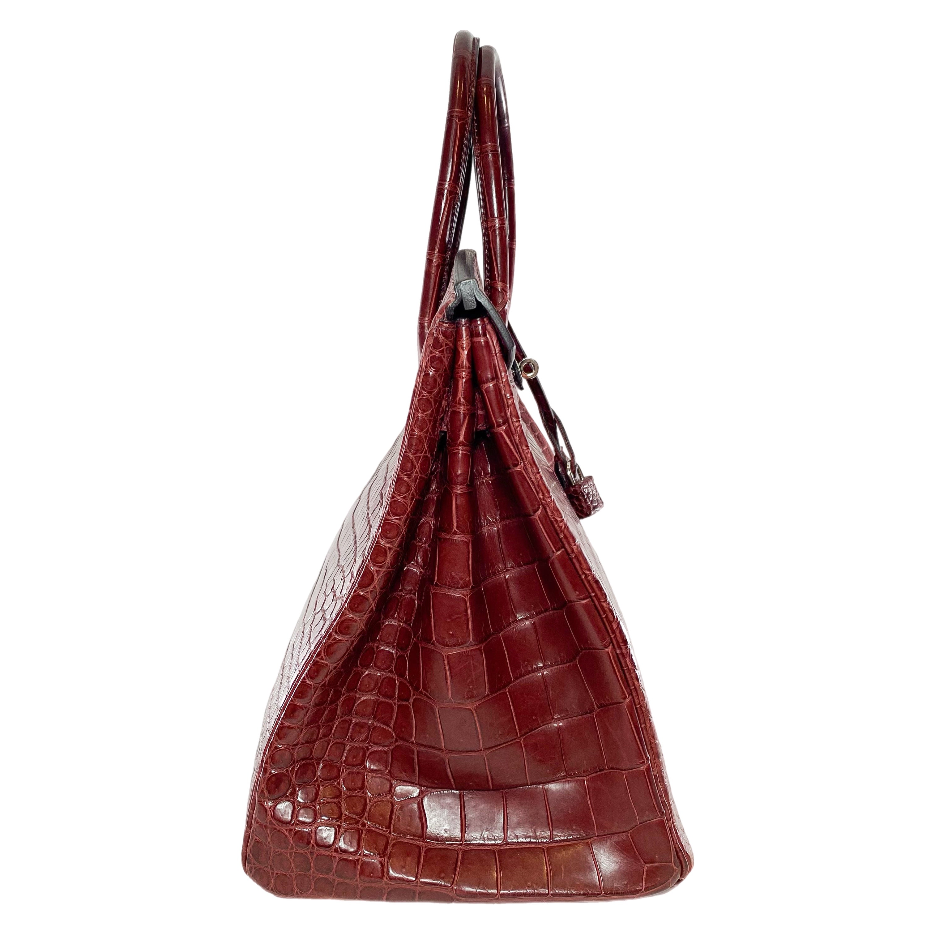 Hermes Birkin 35 Rouge H Porosus Crocodile Palladium Hardware