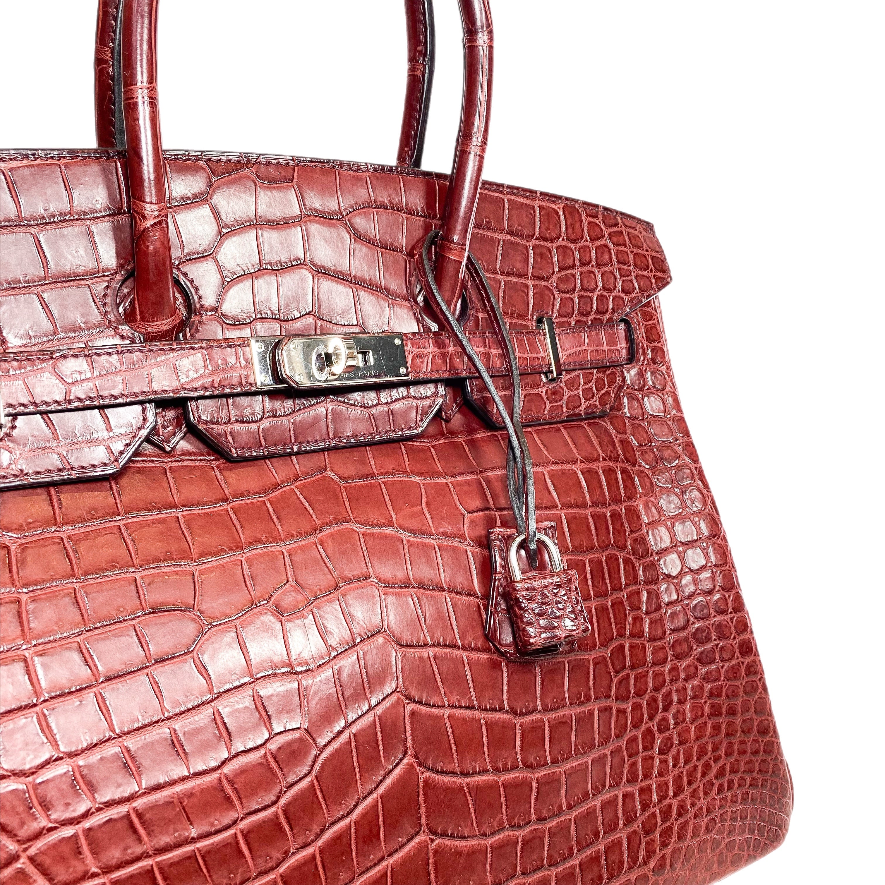 Hermes Birkin 35 Rouge H Porosus Crocodile Palladium Hardware