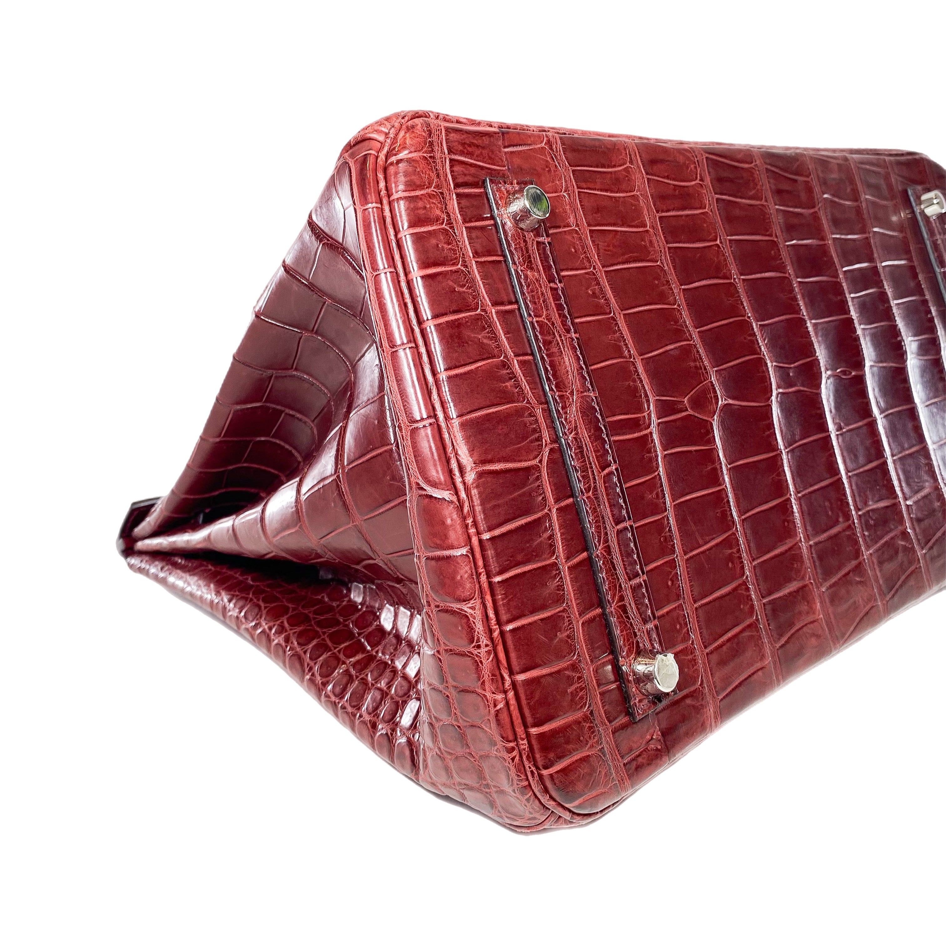 Hermes Birkin 35 Rouge H Porosus Crocodile Palladium Hardware