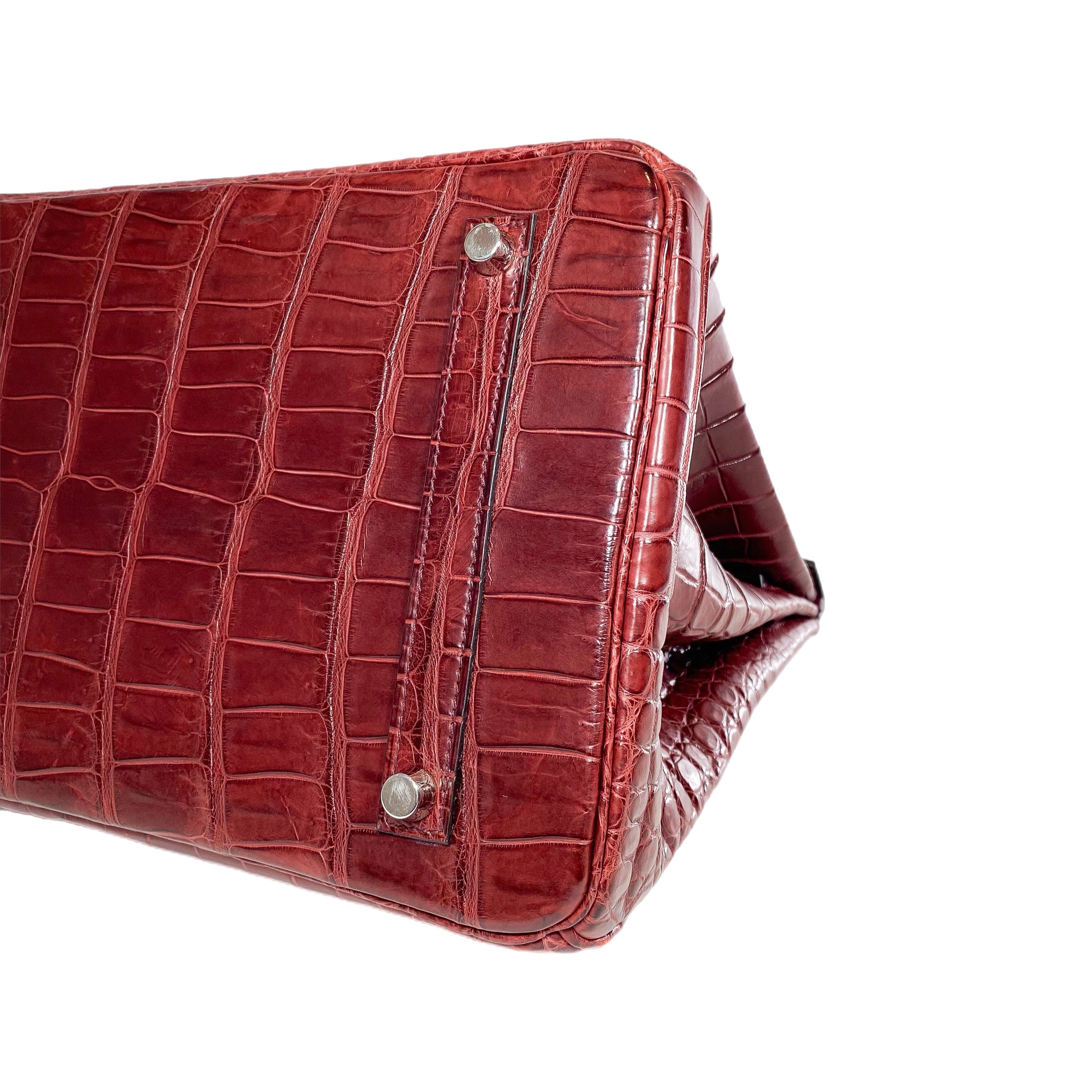 Hermes Birkin 35 Rouge H Porosus Crocodile Palladium Hardware