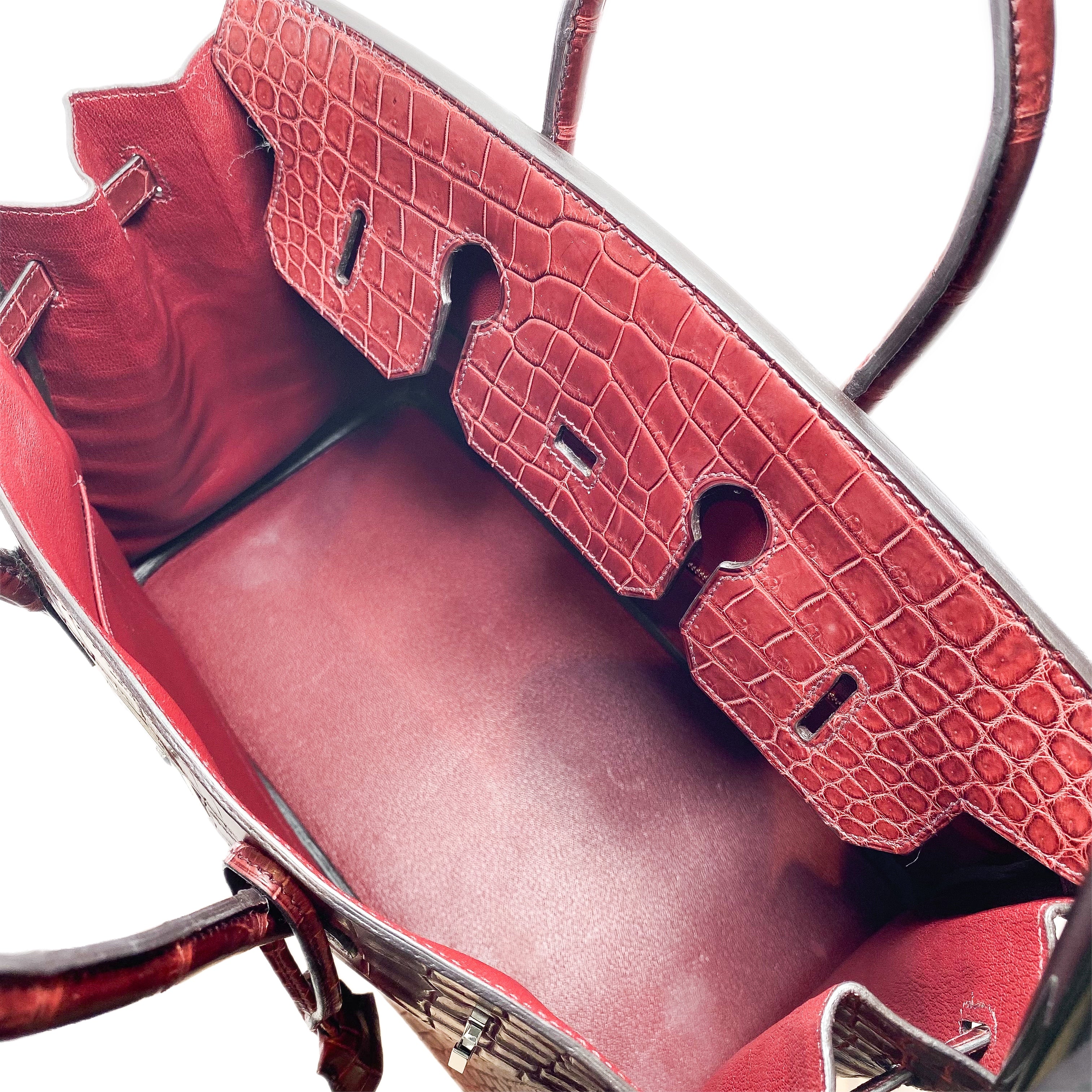 Hermes Birkin 35 Rouge H Porosus Crocodile Palladium Hardware
