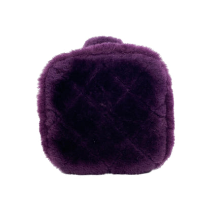 Chanel Small Quilted Purple Shearling Top Handle Vanity Bag