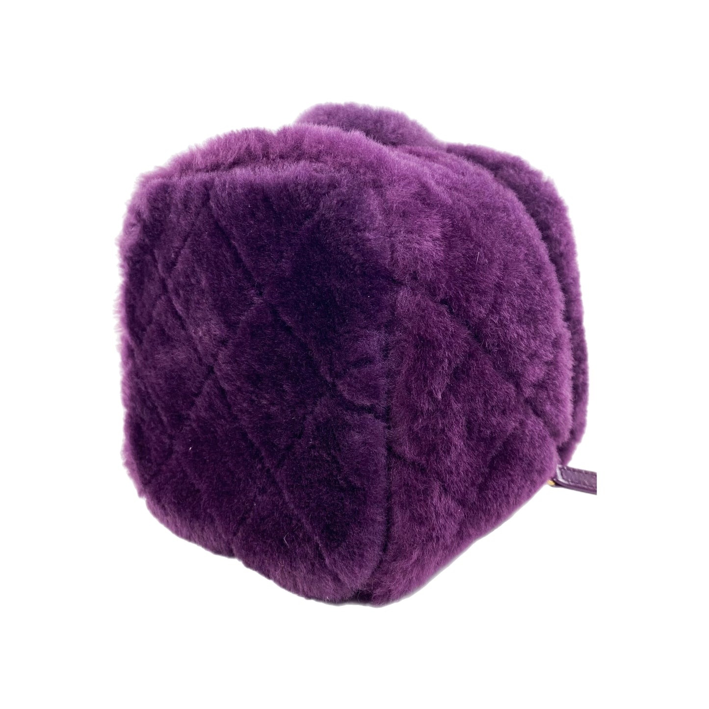Chanel Small Quilted Purple Shearling Top Handle Vanity Bag