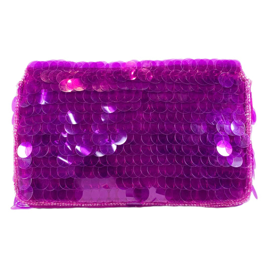 Fendi Dark Pink Satin Sequin Paillettes Snakeskin Mini Baguette 1997