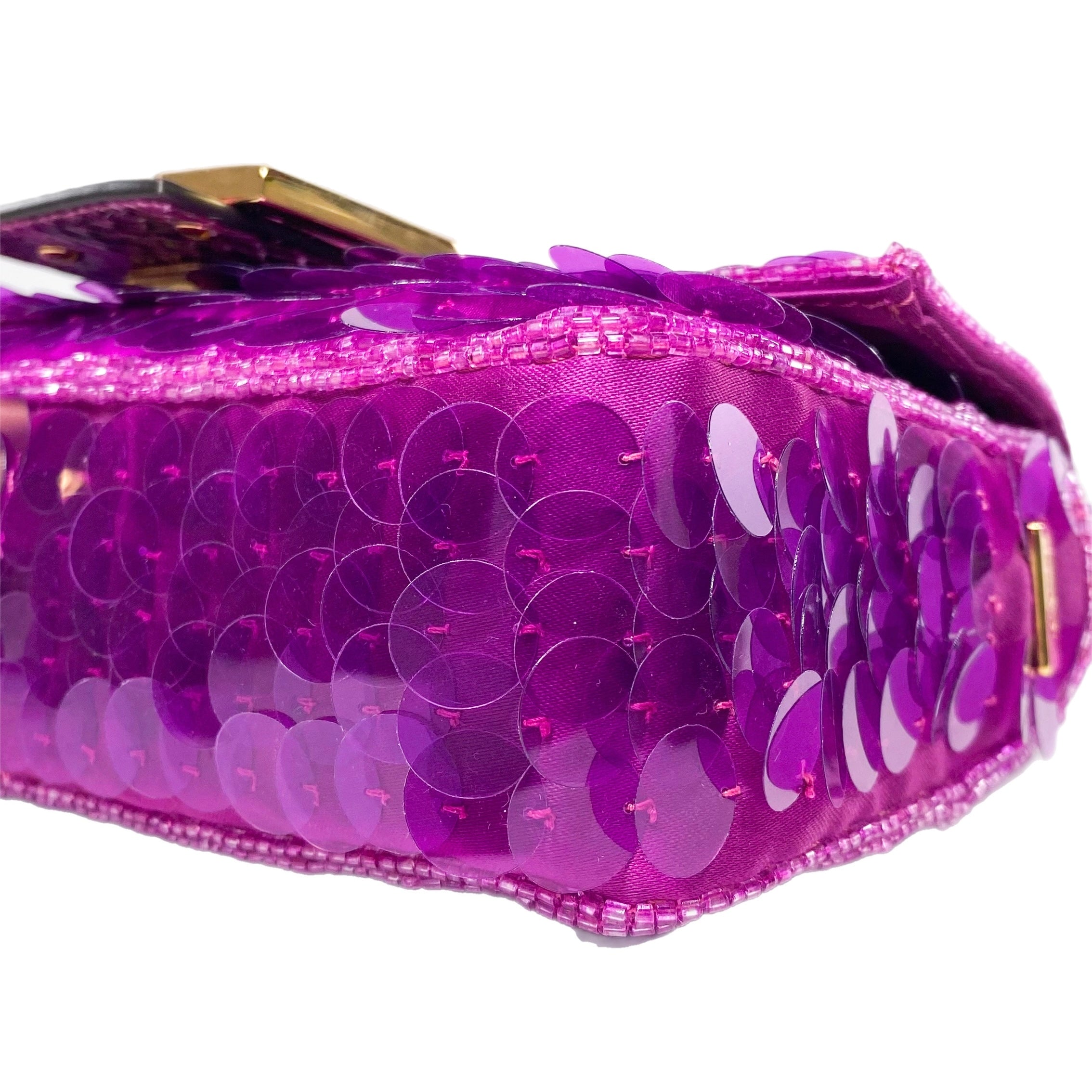Fendi Sequin Baguette Mini Purple Fendi Baguette Fendi Dark Pink