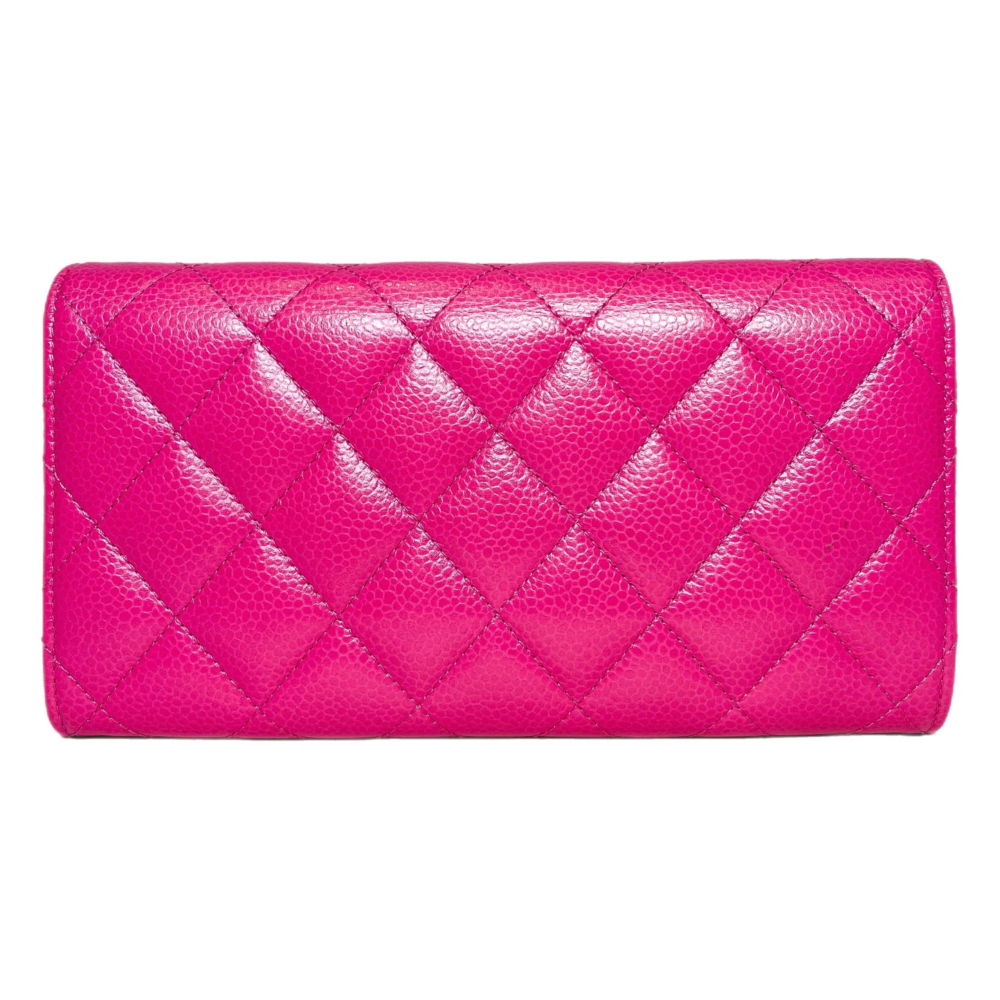Chanel Pink Quilted Large Gusset Flap Wallet