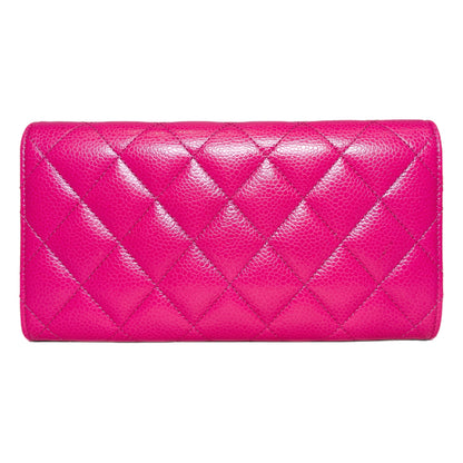 Chanel Pink Quilted Large Gusset Flap Wallet