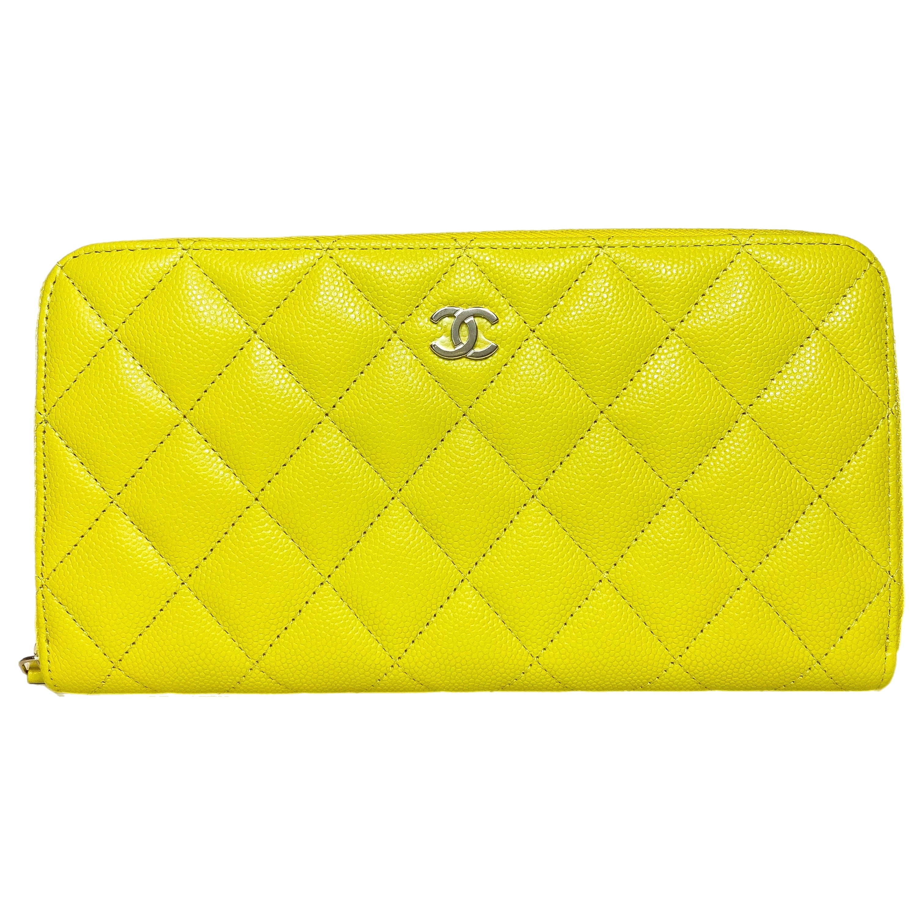 Chanel Yellow Quilted Large Gusset Zip Around Wallet – Consign of