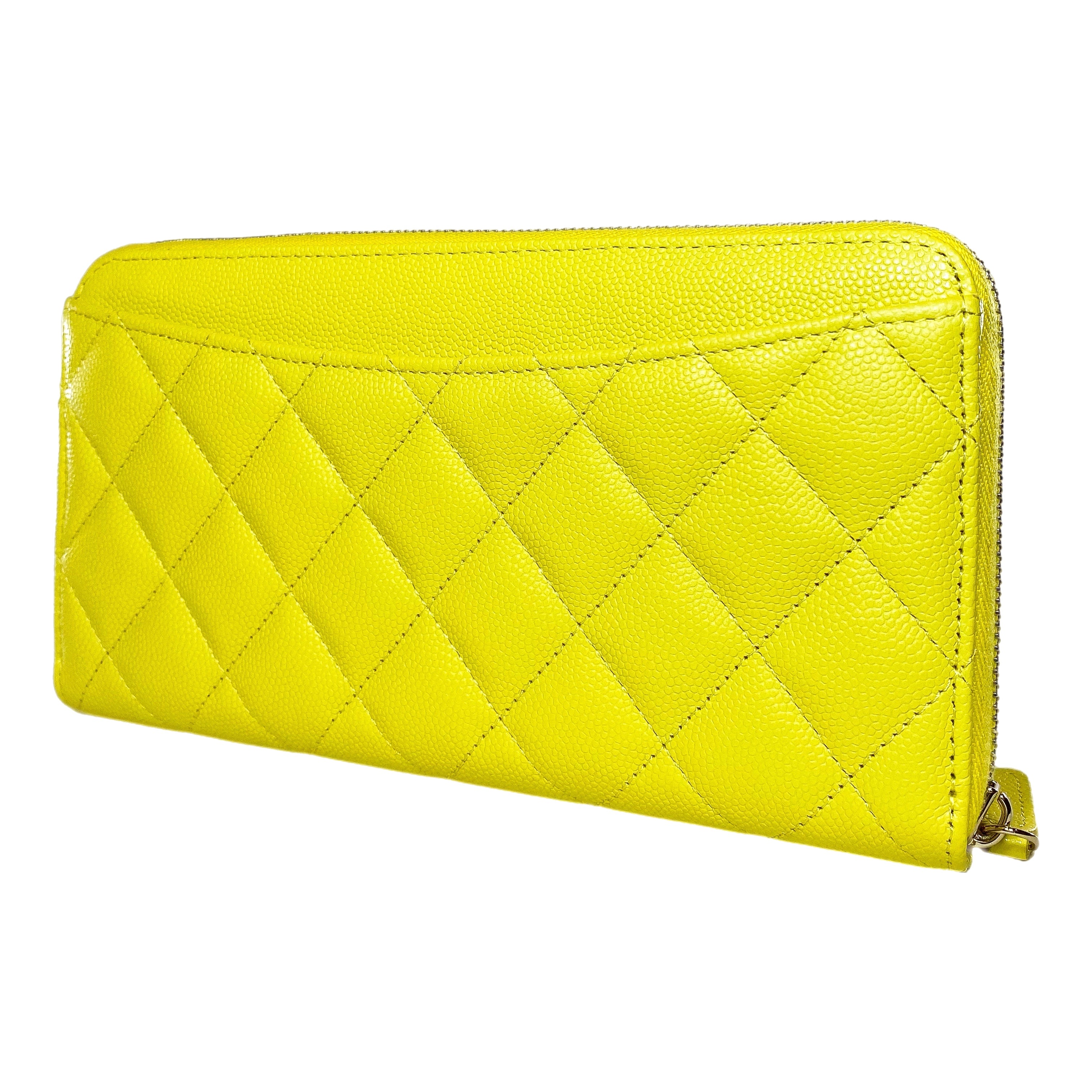 Chanel Yellow Quilted Large Gusset Zip Around Wallet – Consign of