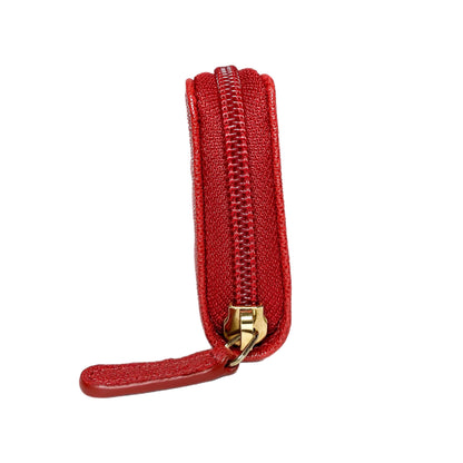 Chanel Red Boy Zip Around Coin Purse Wallet