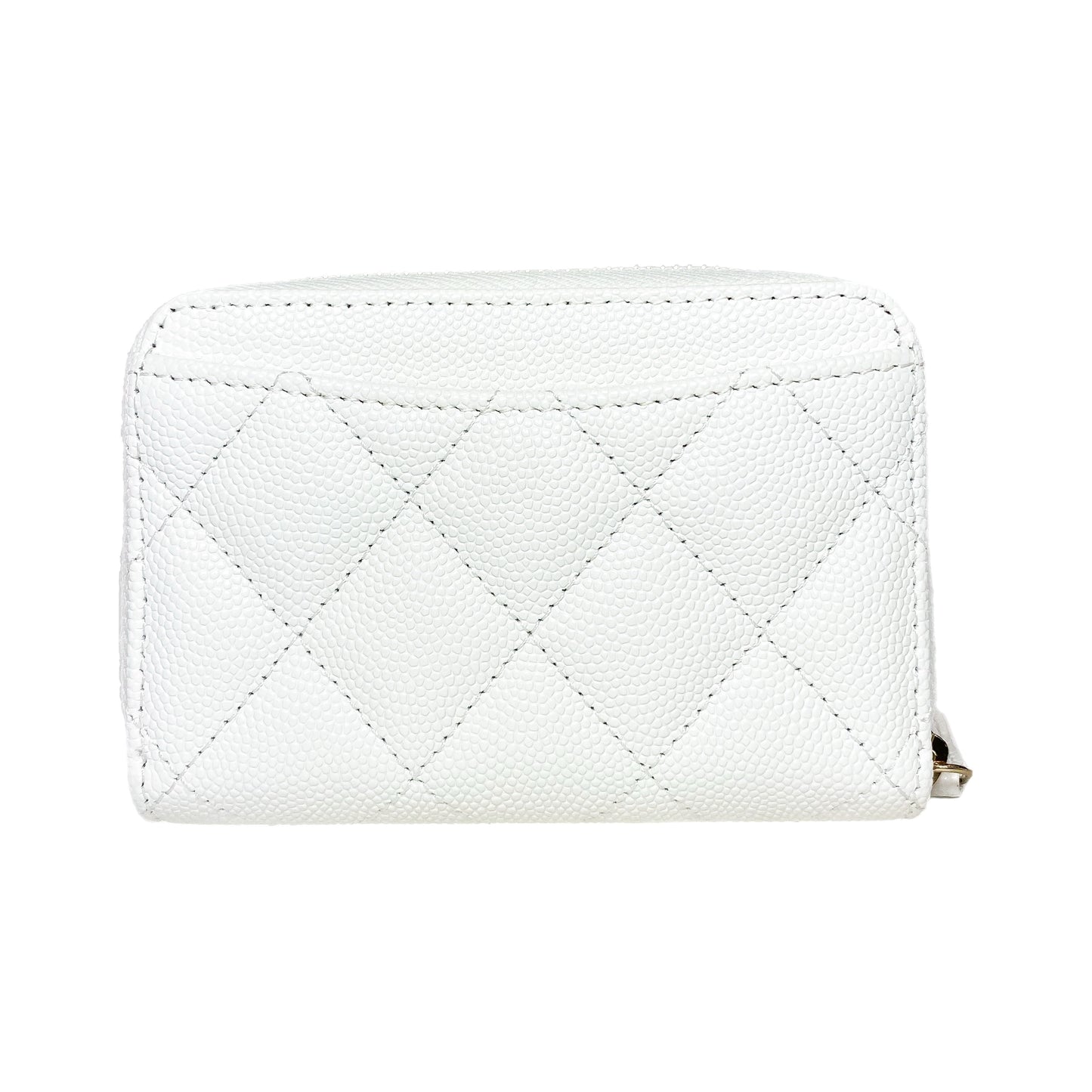 Chanel White Enamel Coco Casino Quilted Zip Coin Purse