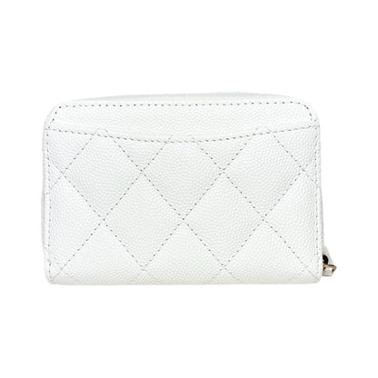 Chanel White Enamel Coco Casino Quilted Zip Coin Purse