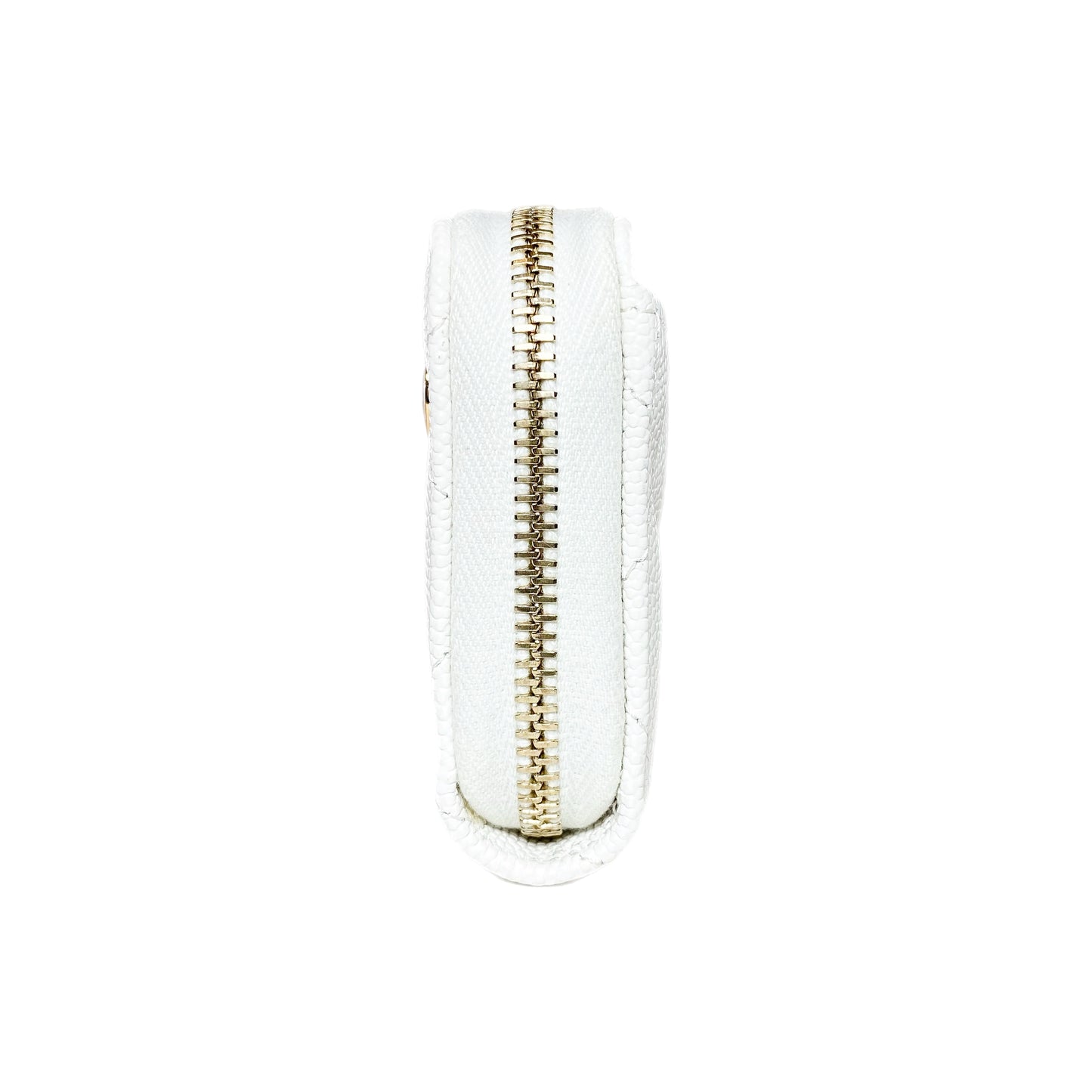 Chanel White Enamel Coco Casino Quilted Zip Coin Purse