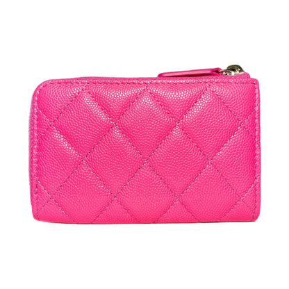 Chanel Pink Quilted Zipped Key Holder Case