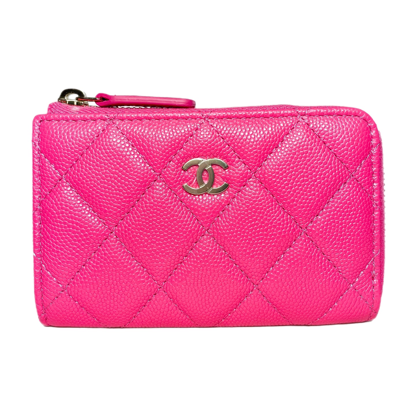 Chanel Pink Quilted Zipped Key Holder Case