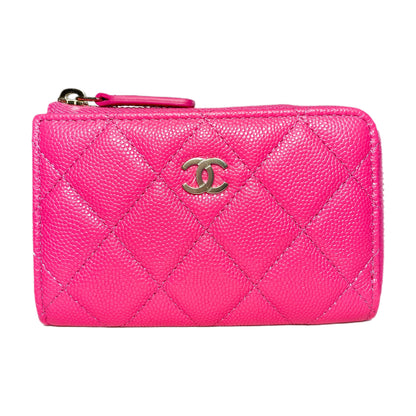 Chanel Pink Quilted Zipped Key Holder Case
