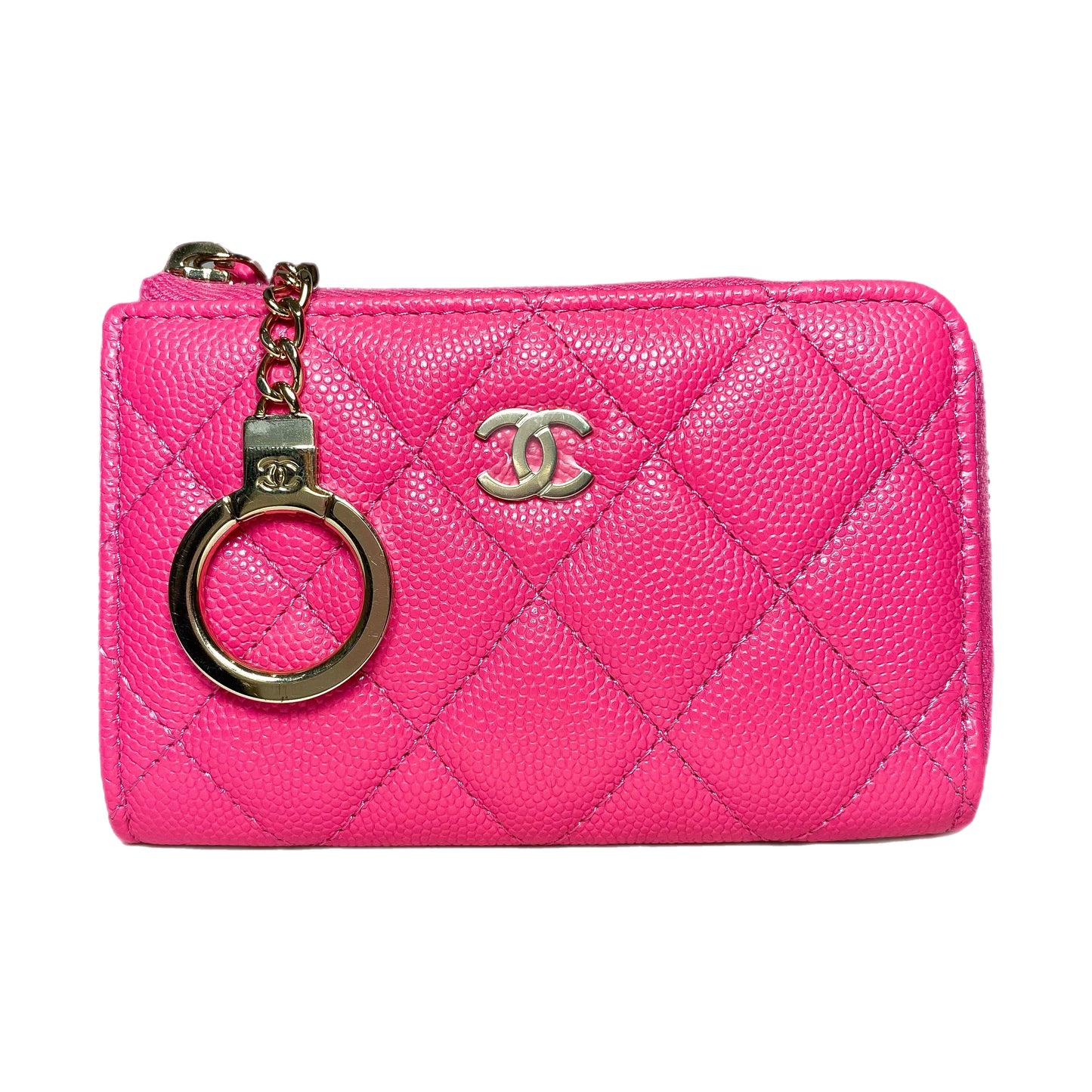 Chanel Pink Quilted Zipped Key Holder Case