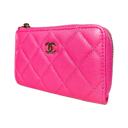 Chanel Pink Quilted Zipped Key Holder Case