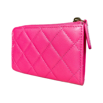 Chanel Pink Quilted Zipped Key Holder Case
