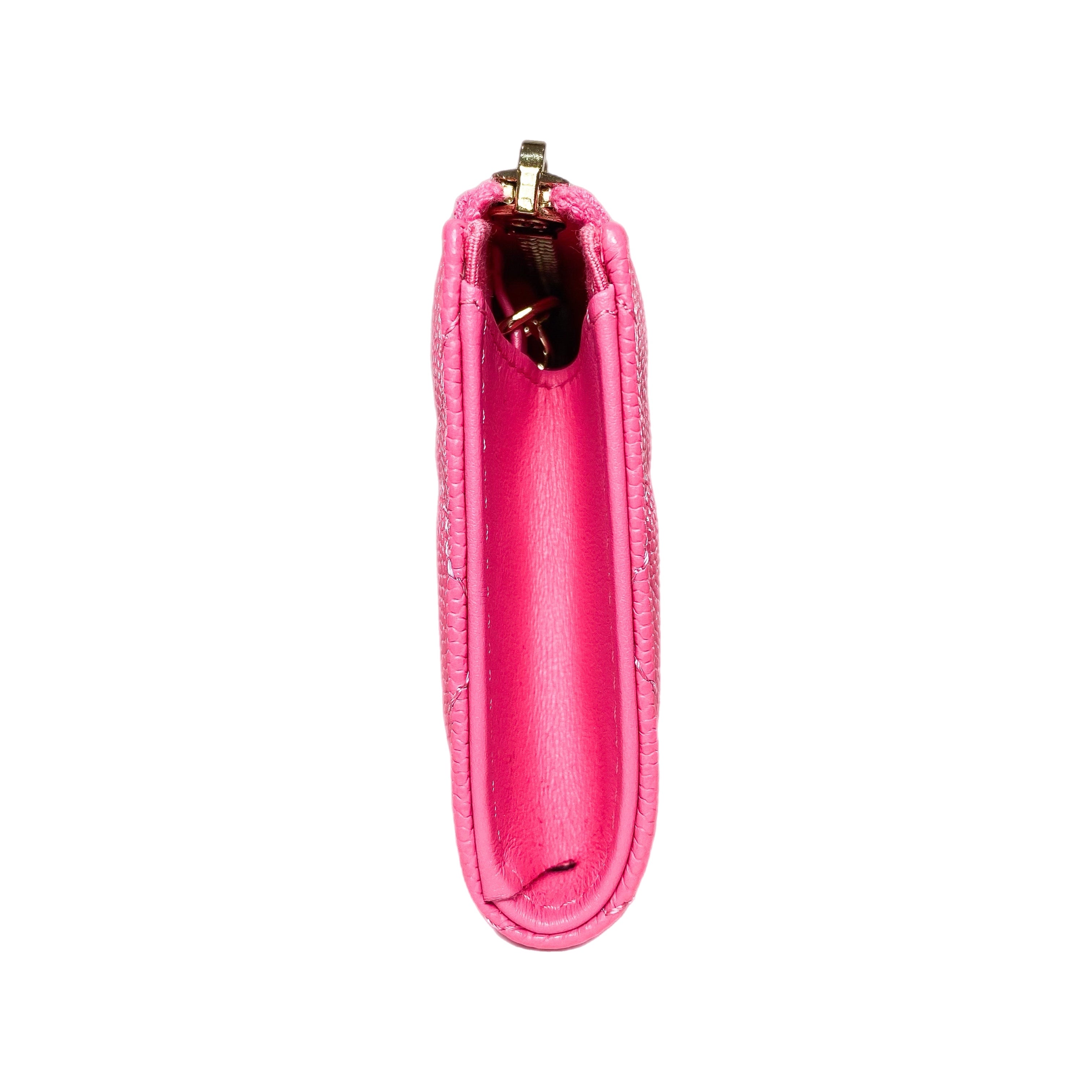 Chanel Pink Quilted Zipped Key Holder Case