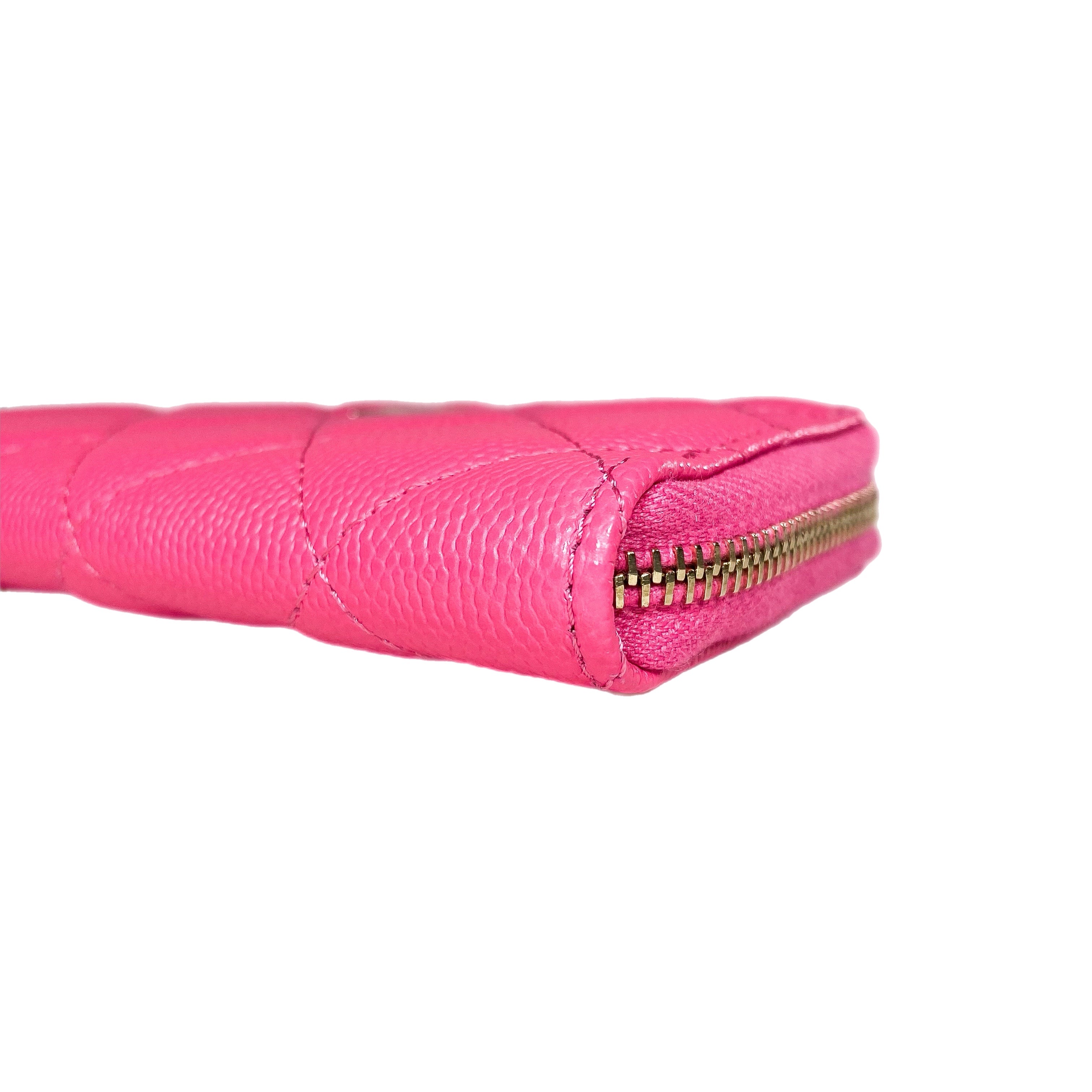 Chanel Pink Quilted Zipped Key Holder Case