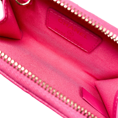 Chanel Pink Quilted Zipped Key Holder Case