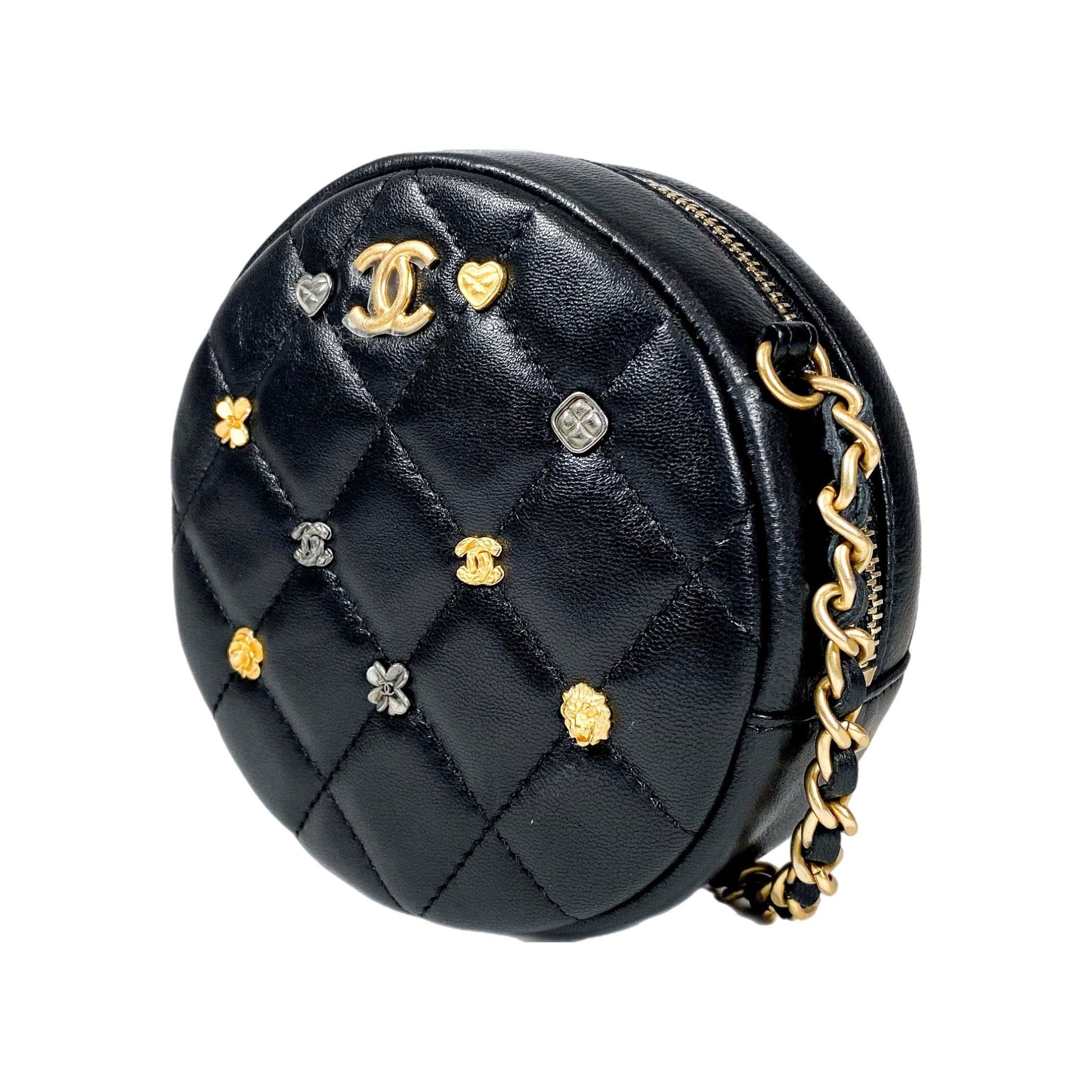 Chanel Black Lucky Charms Clutch with Chain