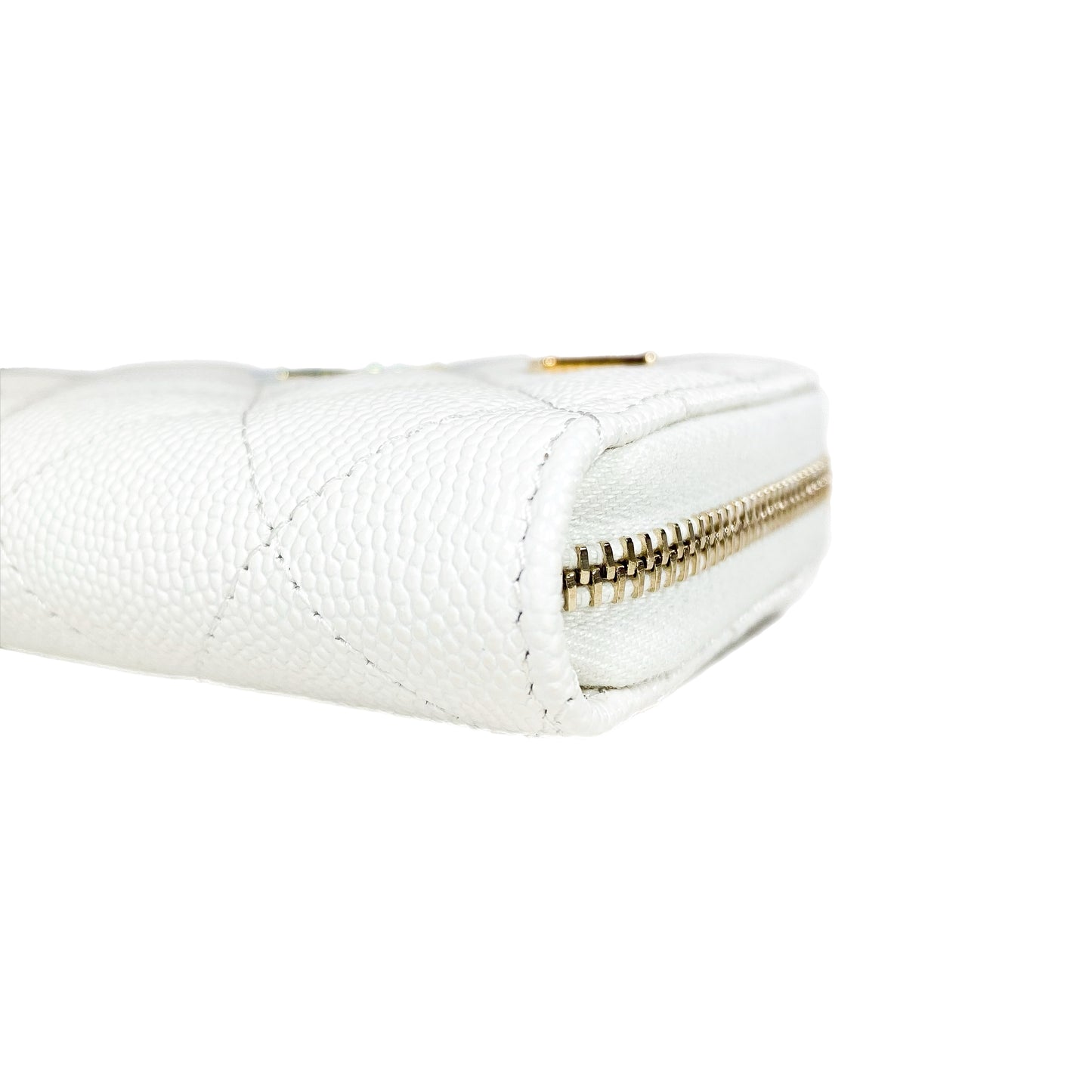 Chanel White Enamel Coco Casino Quilted Zip Coin Purse