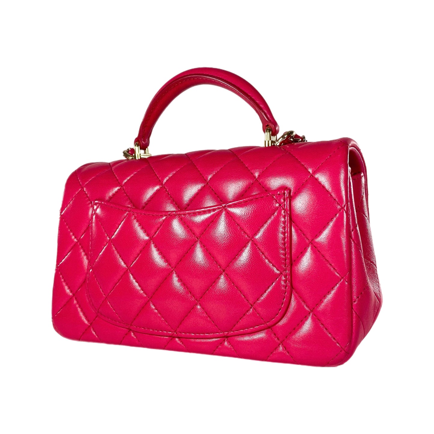 Chanel Dark Pink Mini Top Handle Rectangle Flap Bag