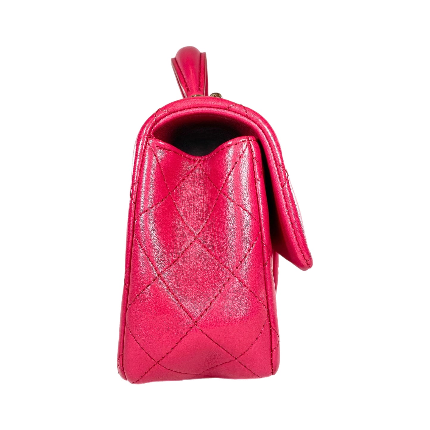 Chanel Dark Pink Mini Top Handle Rectangle Flap Bag