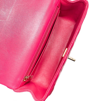 Chanel Dark Pink Mini Top Handle Rectangle Flap Bag