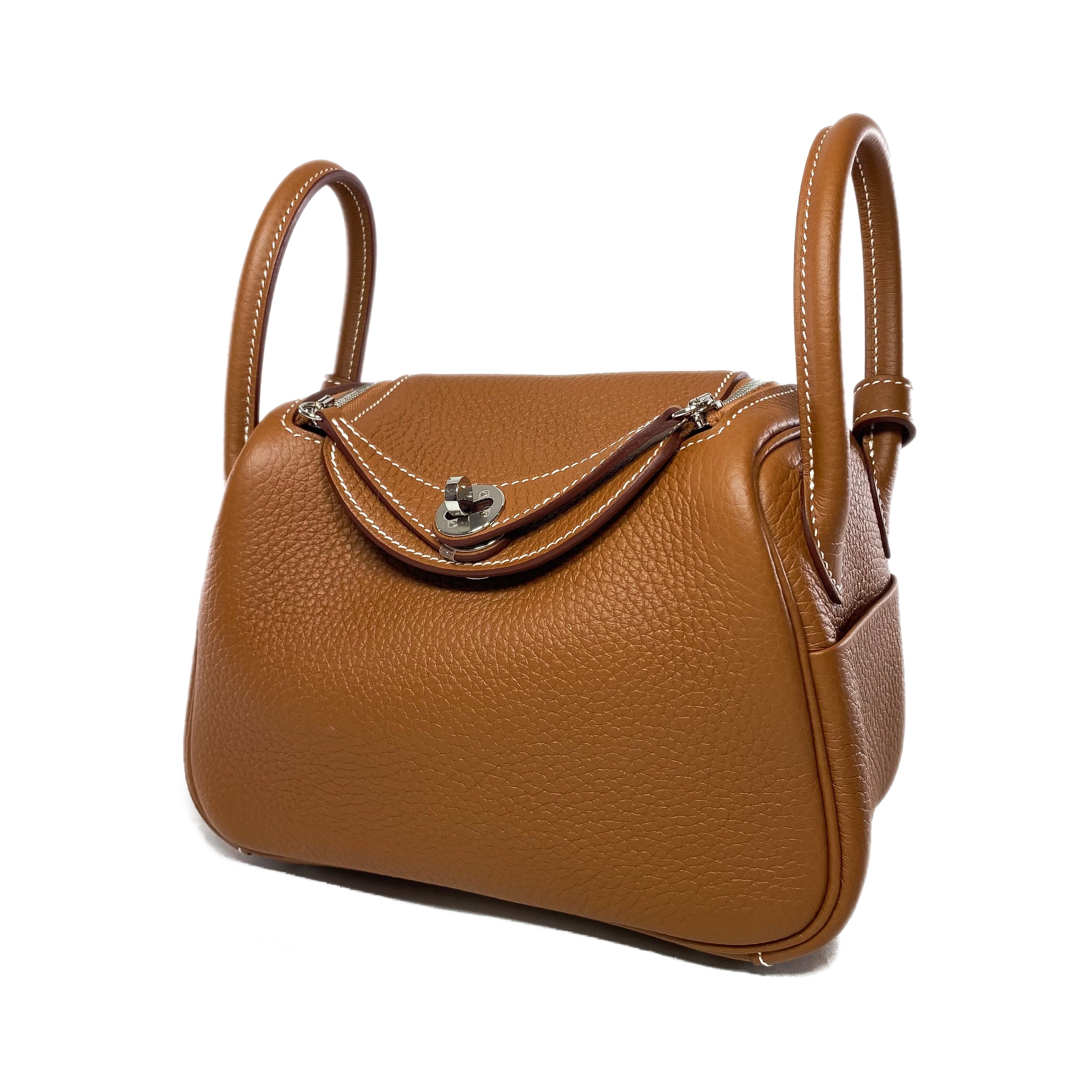 Hermes Mini Lindy Gold Clemence Palladium Hardware