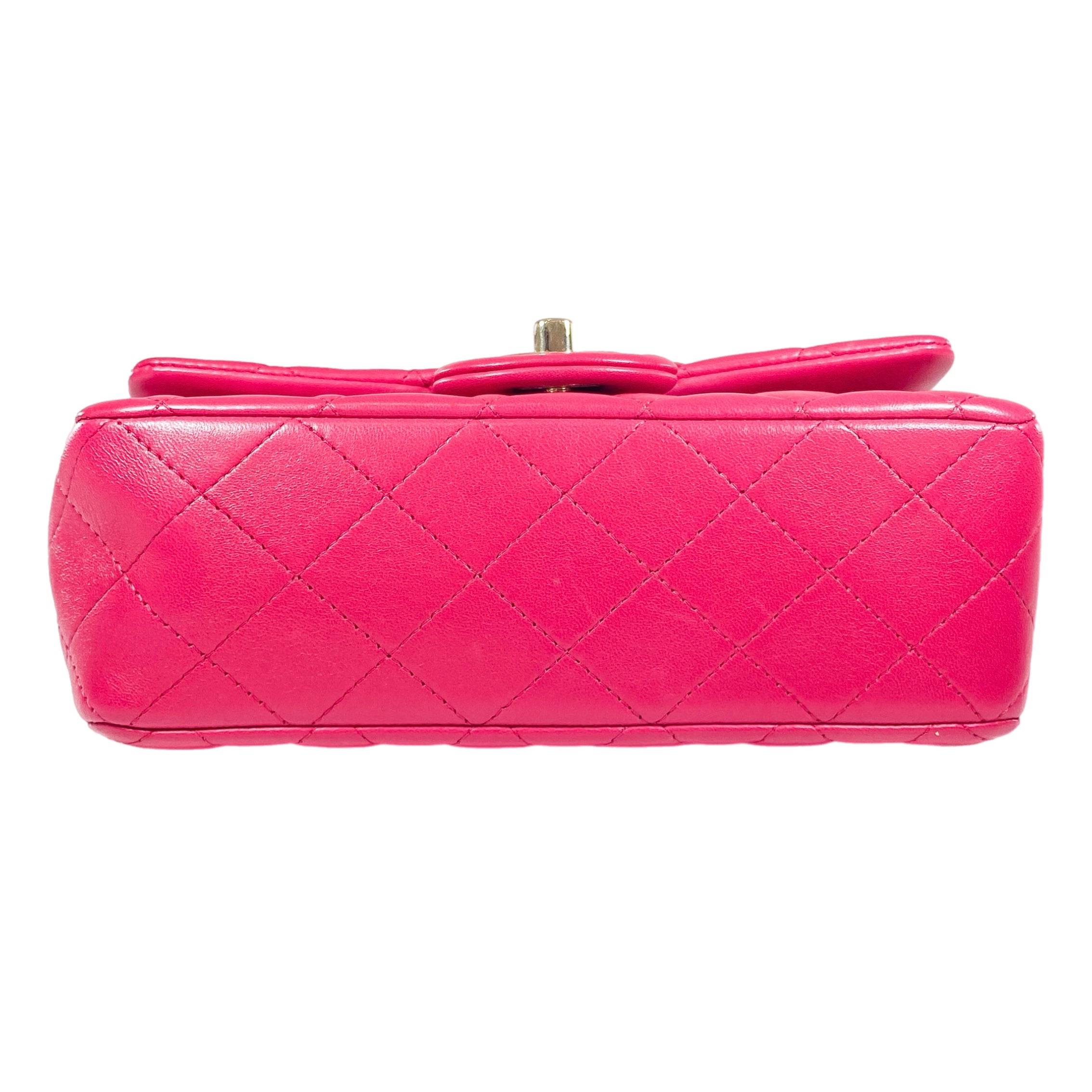 Chanel Dark Pink Mini Top Handle Rectangle Flap Bag